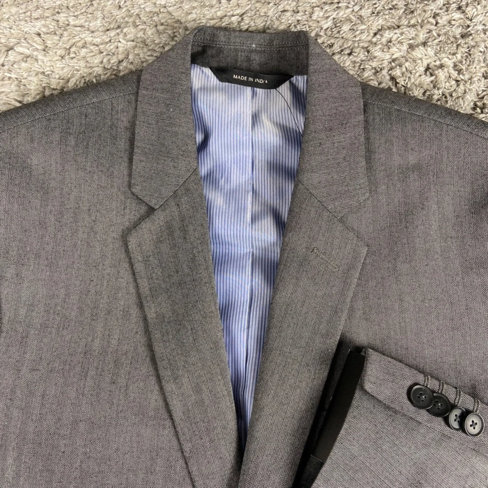 Banana Republic Blazer Mens 40R Grey Tailored Fit Herringbone Suit Jacket New